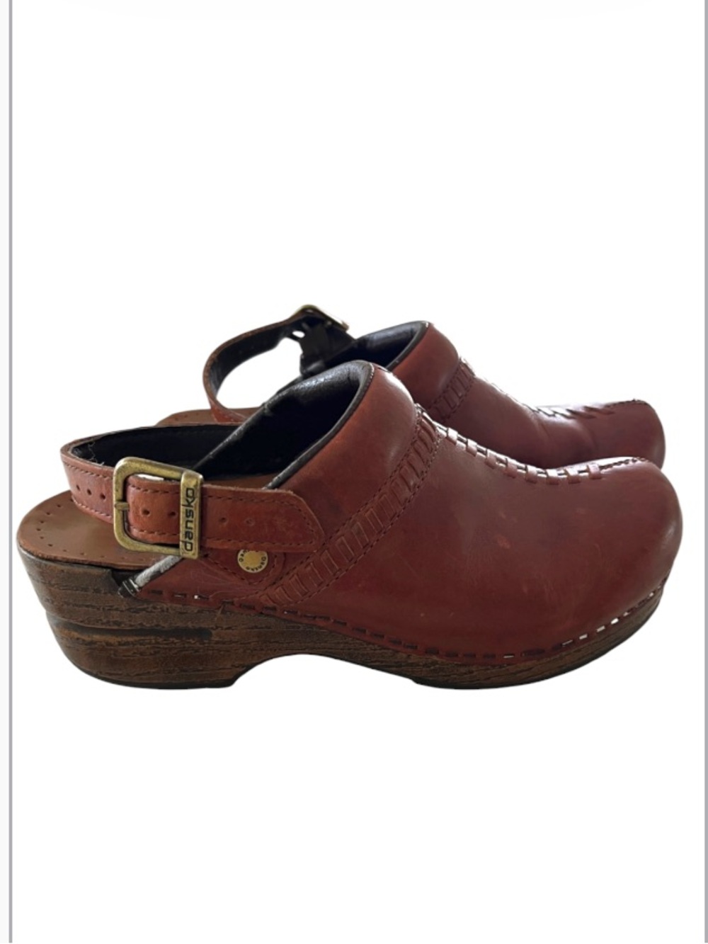 Dansko Braided Chestnut Brown Clogs Sz 37